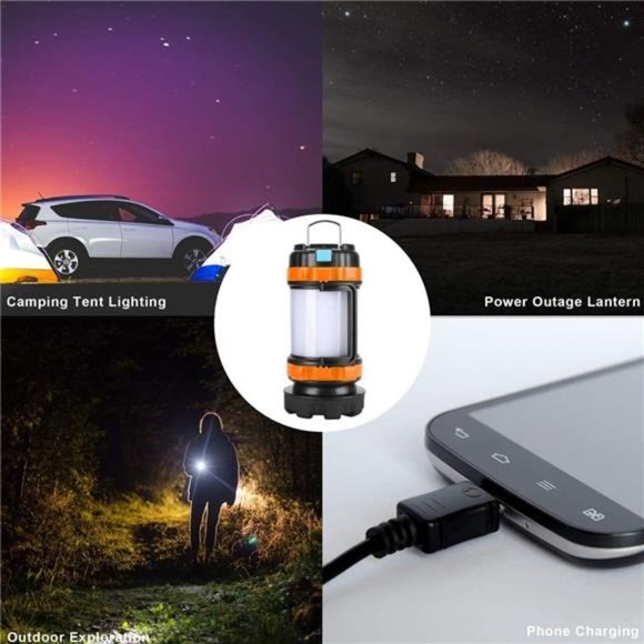 Camping Lantern Rechargeable,Camping Flashlight 4000 Capacity Power Bank,6 Modes - Picture 5 of 6